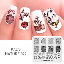 Природа Дизайн ногтей штамповка пластины насекомое ежегодное кольцо Шаблон Маникюр изображения Шаблон ногти искусство печать