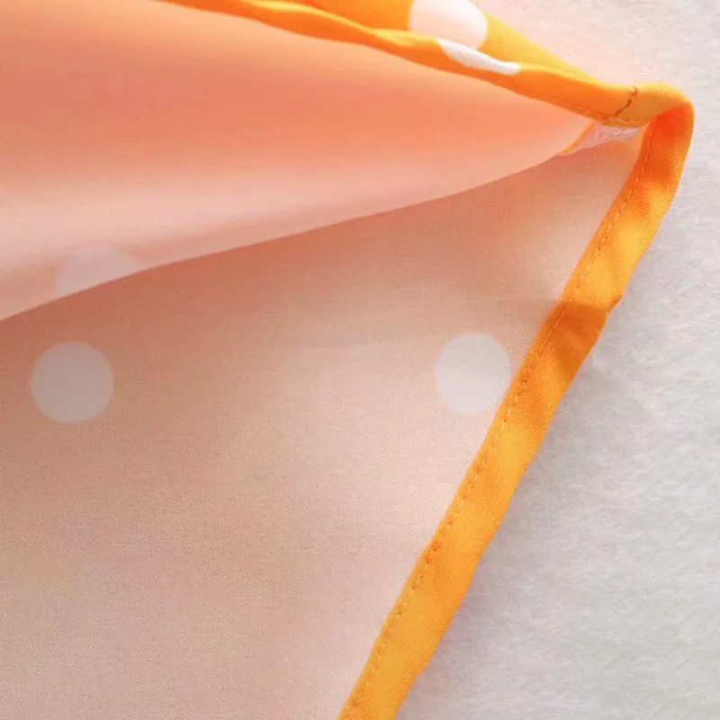 Deep V-Neck Orange Dress Women's Casual Slim Summer A-Line Short Sleeve Long Dot Dress Fashion Beach Loose Dresses