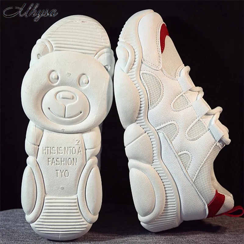 

Mhysa 2019 Spring Fashion Women Casual Shoes Leather Platform Shoes Women Sneakers Ladies White Little bear sole Trainers T165