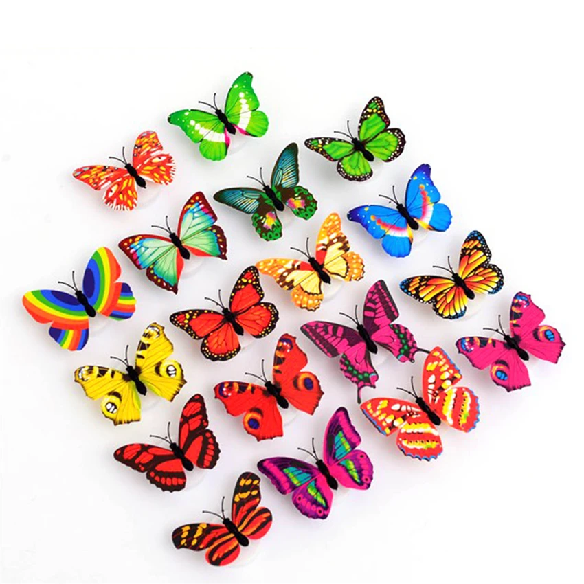 

10 pcs/lot Colorful Butterfly LED Night Light Home Party Bedroom Wedding Decoration Lights Lamp Wall Sticker Kids Gift Random