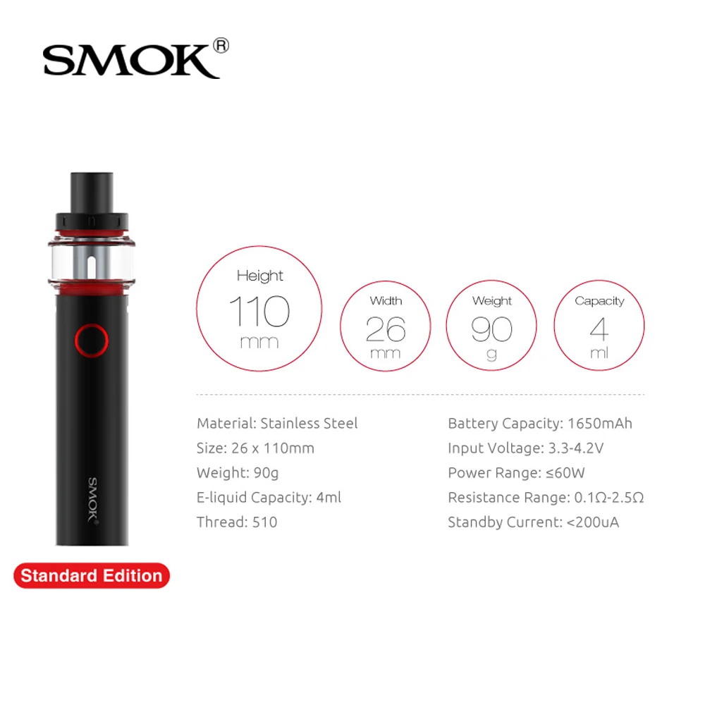 Оригинальный электронных сигарет SMOK Vape ручка 22 комплект со встроенным 1650 мА/ч