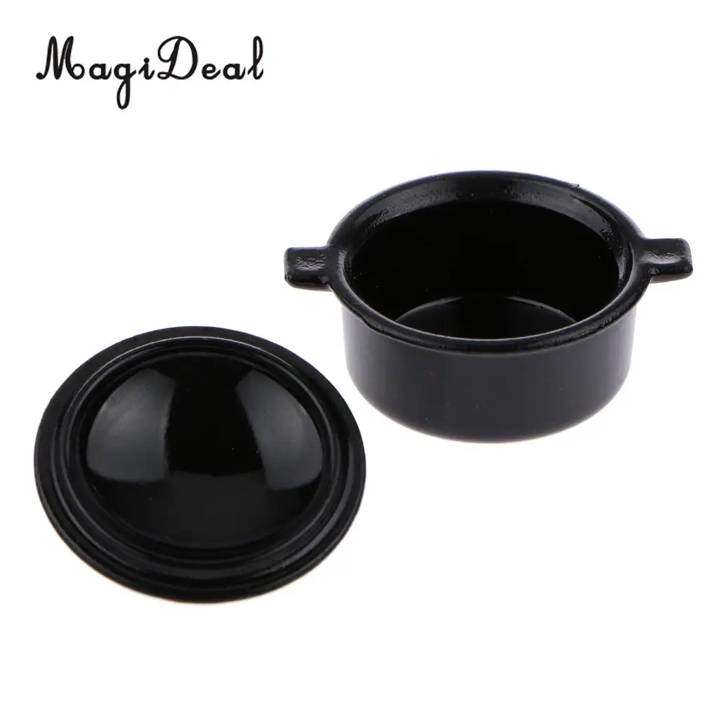 1Pc Alloy 1/12 Dollhouse Miniature Kitchen Kitchenware Utensil Casserole Stock Pot for Dolls House Children Pretend Play Toy