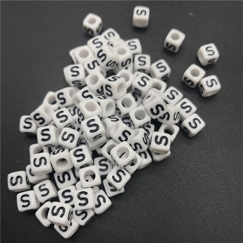 100 шт 6 мм буквы E квадратные алфавитные бусины, акриловые бусины для самостоятельного изготовления ювелирных изделий браслет ожерелье аксессуары