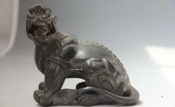 

Chinese Folk Feng Shui Pure Bronze Copper Lucky Fu Foo Dog Lion Pi Xiu Statue