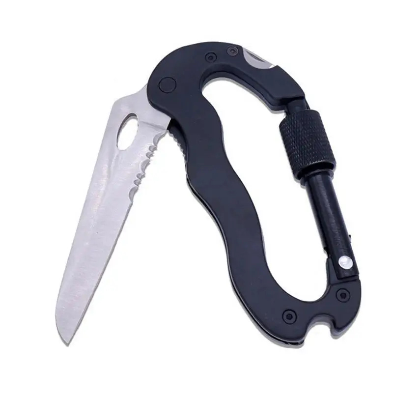 

5 In 1 Multifunctional Outdoor Hiking Survival Rock Climbing Gear Knife Carabiner Tool Multifunctional Carabiner Hook Gear Screw