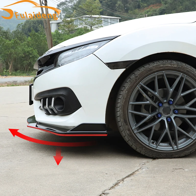 3 шт. для Honda Civic 4dr sedan- ABS углеродного волокна передний бампер спойлер для губ комплект обшивки подбородка