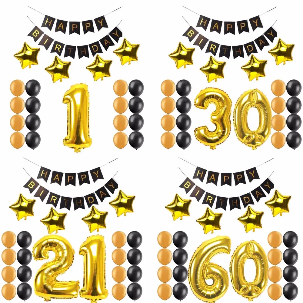 

1st 16 20 21 30 40 50 60 years old happy Birthday Paper Banner Number foil balloons Adults Birthday Party Decoration Supplies