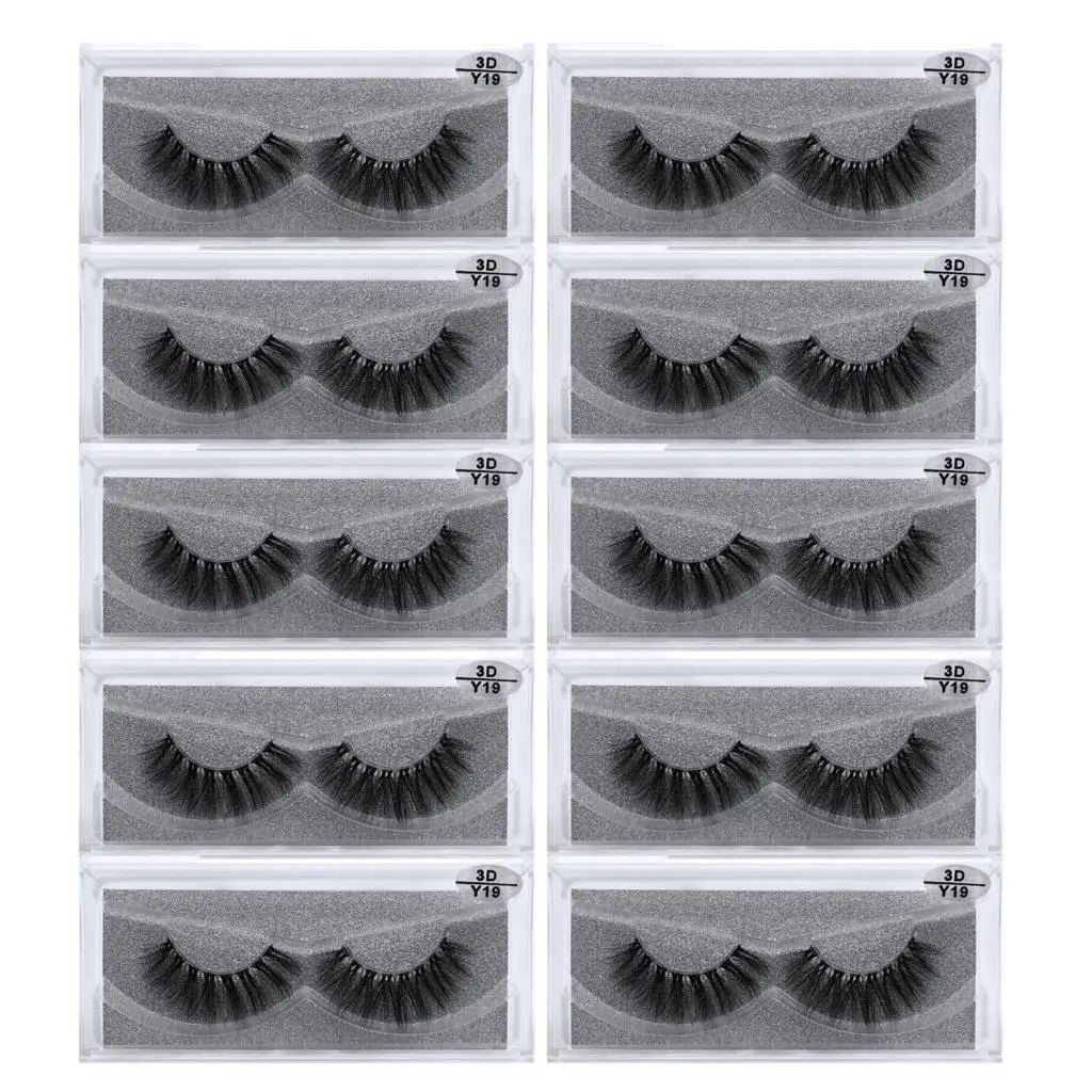 Y19(10Pairs) 10 пар/лот норковые ресницы невидимая лента ресницы натуральные длинные 3D норковые ресницы Ленточные прозрачная полоса ресницы многоразового использования - Длина: Y19(10Pairs)
