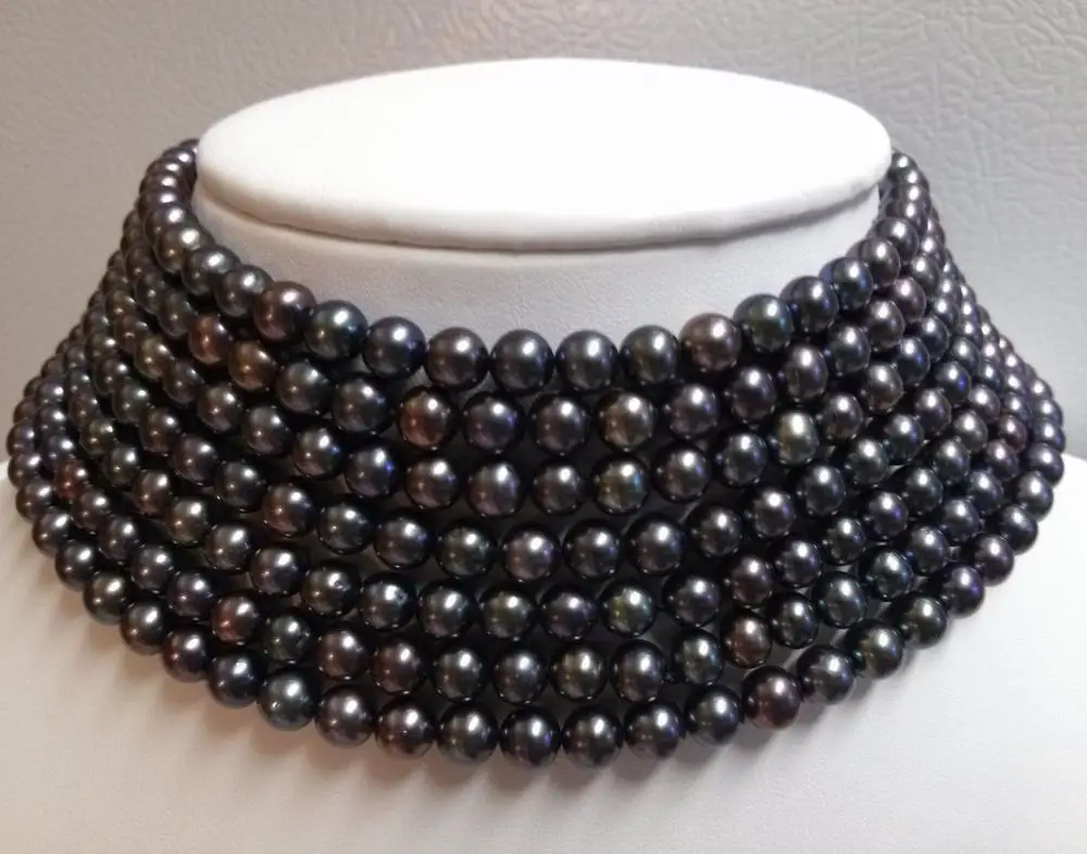 

100" Black Freshwater Pearl Necklace - 6-7 mm - Beautiful! - FREE SHIPPING!!!