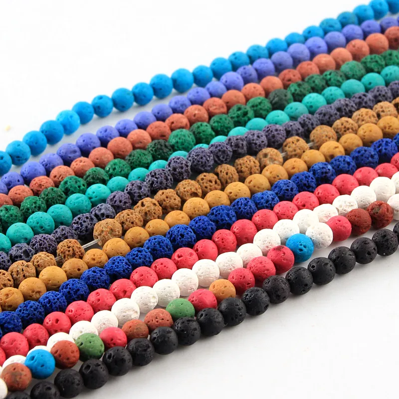 

6/8/10mm Round Volcanic Lava Stone Beads Jewelry DIY Bracelet Making Necklace Natural Stone Beads