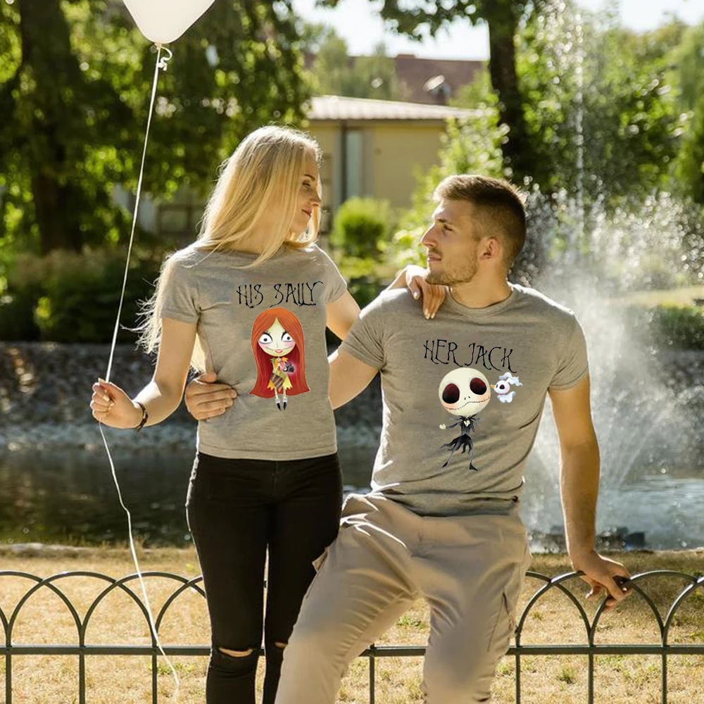 

Jack and Sally Couple Tshirt Jack skellington Lover Shirt His And Her Shirts matching Tees