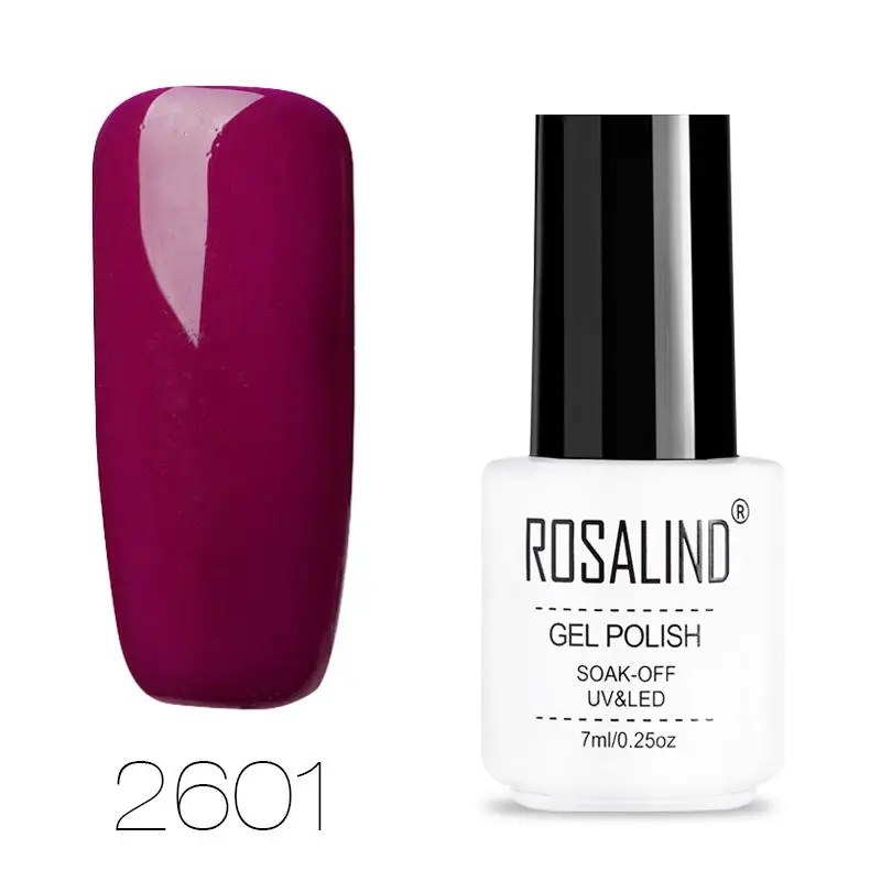 ROSALIND Гель-лак для ногтей УФ-Гель-лак 7 мл красный розовый фиолетовый Гель-лак для ногтей нужно базовое верхнее покрытие дизайн ногтей вымачивать праймер маникюр - Цвет: 2601