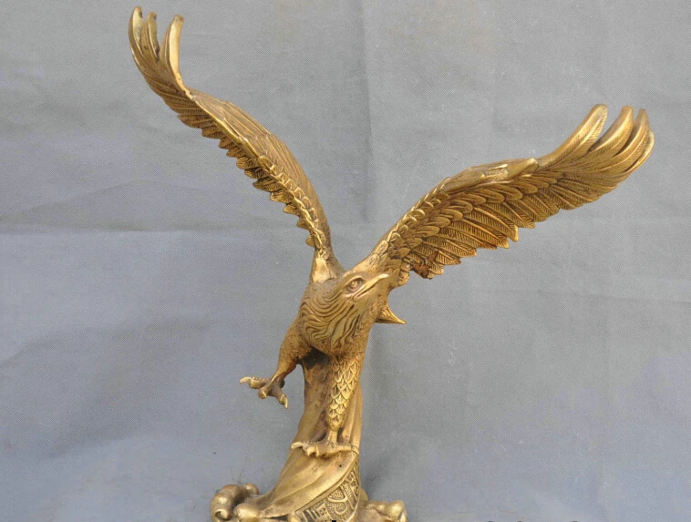 19" Rare China Bronze Tibet Male Eagle Golden Eagle Good Luck Sculpture