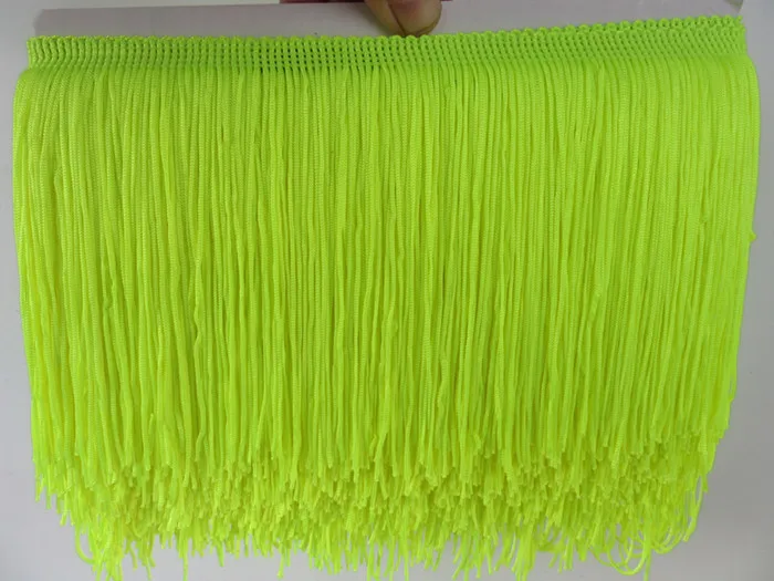 Fluorescent yellow 10 ярдов 20 см длинная кружевная бахрома отделка полиэстер кисточка бахрома отделка для Diy латинское платье сценическая одежда аксессуары кружевная лента - Цвет: Fluorescent yellow