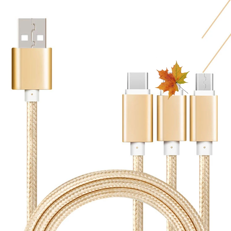 Зарядное устройство кабель 3in1 Micro Тип usb-C кабели для iPhone 6 6s 7 Plus для samsung huawei Xiaomi 3 в 1 данных зарядный кабель 101351808