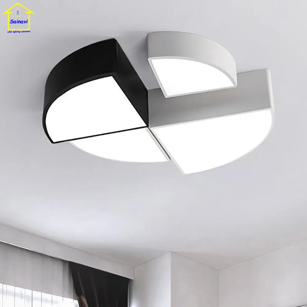 

Hot sales Creative simple geometric modern art LED Ceiling lamp balcony aisle bedroom living room lights 3 break dimmable