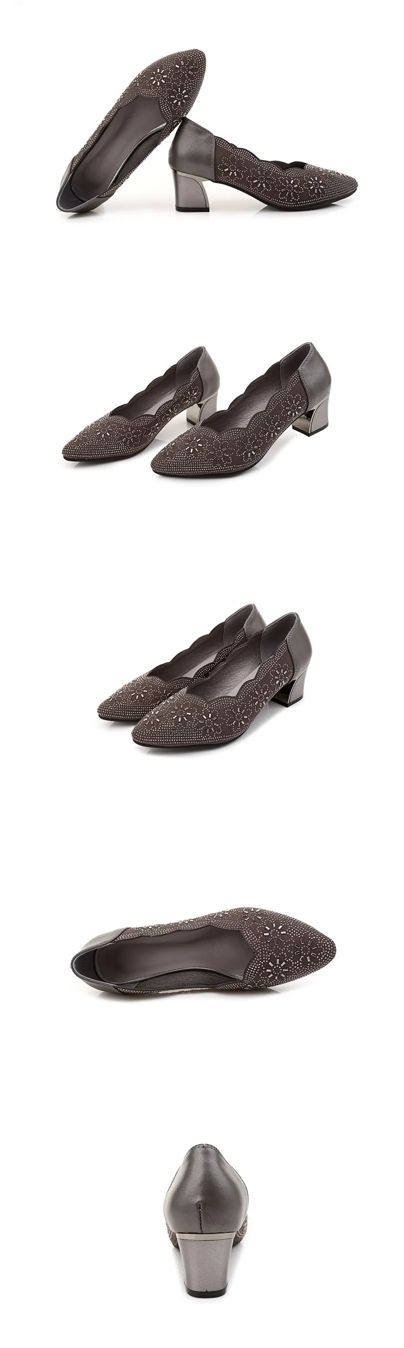 GKTINOO; коллекция года; летние женские туфли на высоком каблуке; стразы; женские туфли с острым носком; женские туфли-лодочки из натуральной кожи; zapatos mujer
