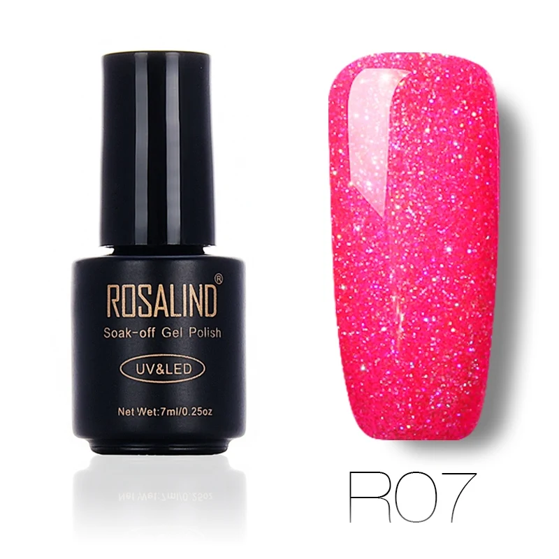 Гель-лак для ногтей ROSALIND, 1 S, радужные цвета, неоновый, впитывающий, УФ, цветной, для длительного использования, гель-лаки для ногтей - Цвет: R07