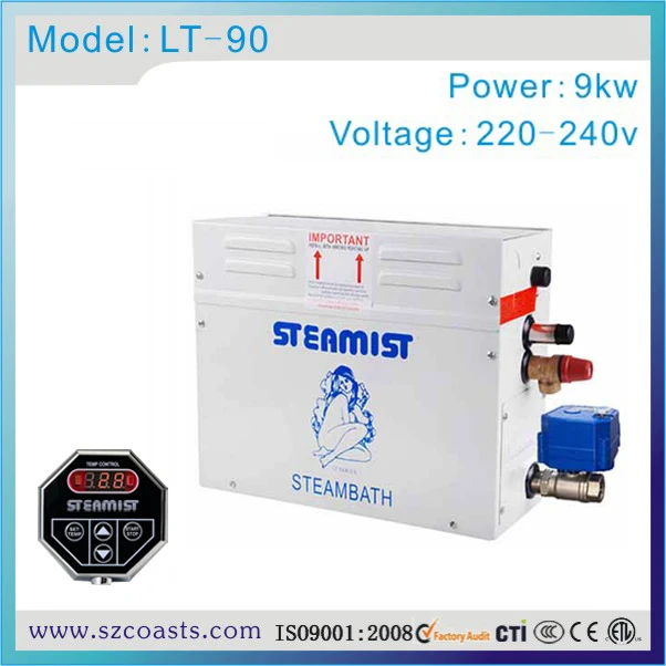 

Sauna steam room machine 9kw steam generator automatic drain with TC135 Controller