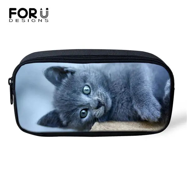 FORUDESIGNS/милые косметички с изображением кошек, женские дорожные сумки для макияжа, ручка для девочек, детские пеналы - Цвет: CDWX1010K