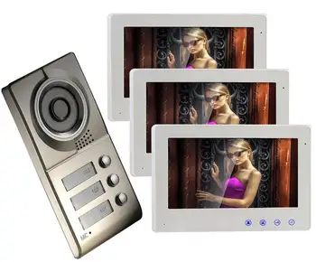 

CUSAM Home Security Video Door Phone Two-way Audio Intercom System 1 Doorbell Camera Connect to 3 LCD Monitors