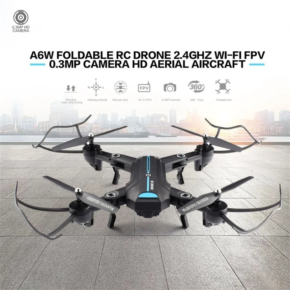 A6W складной Радиоуправляемый Дрон 2 4 ГГц Wi-Fi FPV с 0.3MP камерой живой видео самолет RTF