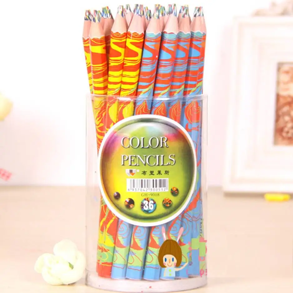 

Free shipping&8pcs/Lot Coarse hexagonal Unreal colour pencil 4 in 1 color pencils for drawing Stationery Office