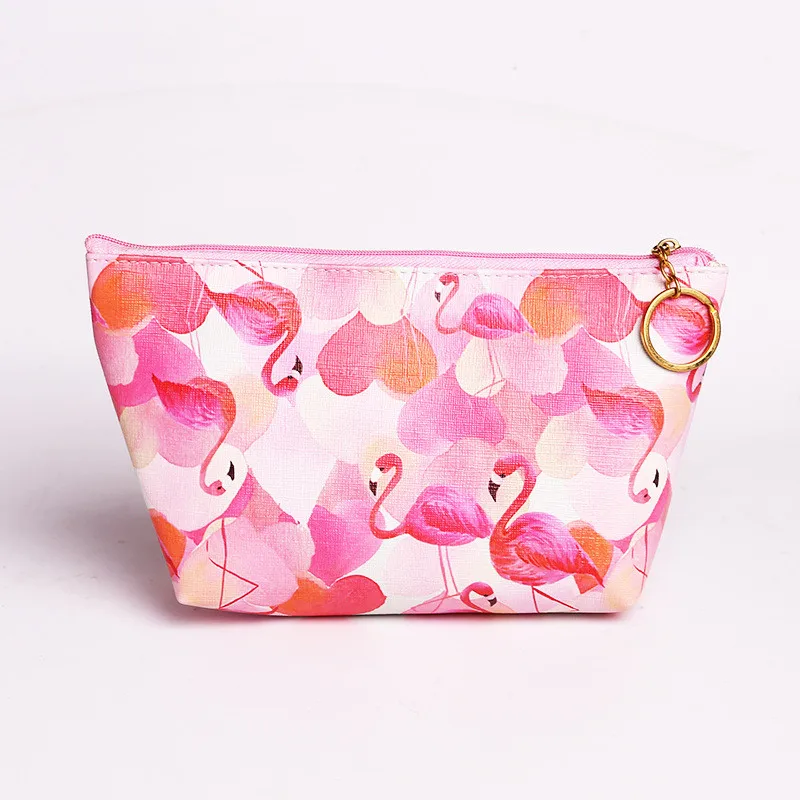 Портативные сумки для макияжа с рисунком фламинго, чехол для хранения монет, дорожный косметический чехол из искусственной кожи, милая сумочка-косметичка для женщин, косметички для туалетных принадлежностей - Цвет: Love