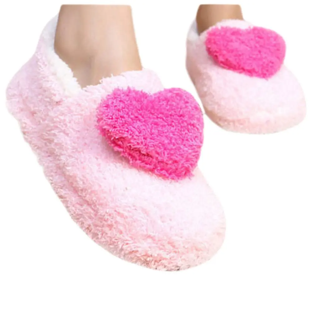 

ABDB New Winter Women Fleece Warm Soft Plush Antiskid Indoor Couple Home Slippers, NO.6 Rose Love