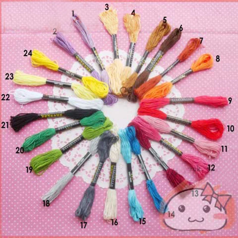 High Quality! Anchor Cross Stitch Floss Sewing Crochet Hand Knitting Crafts Cotton Embroidery Thread 24 Colors Free Shipping |