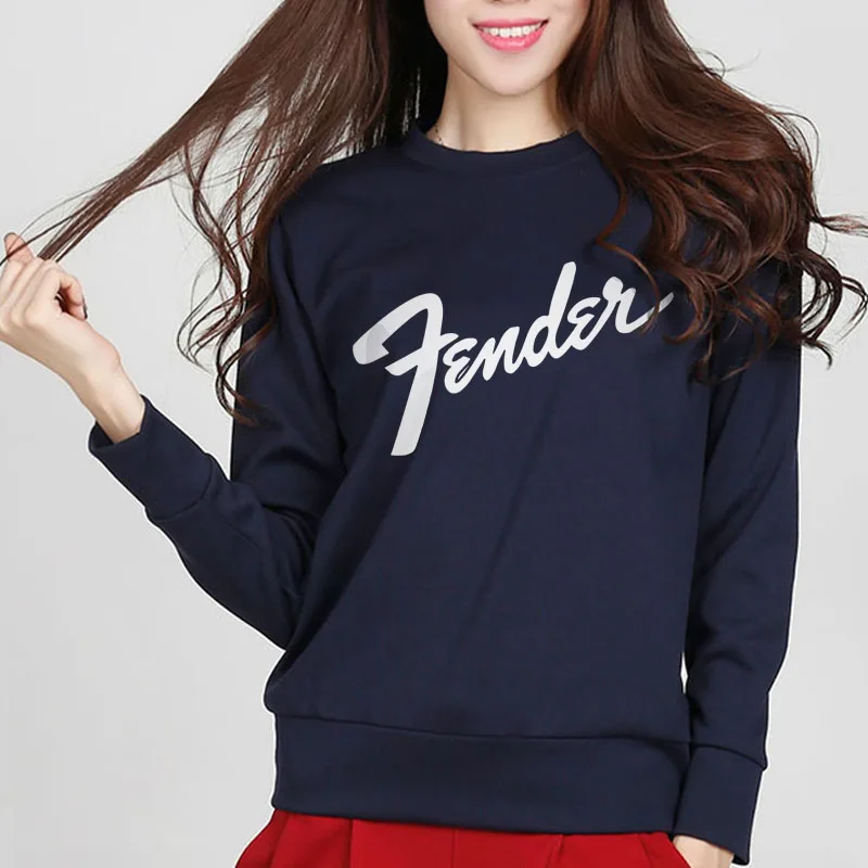

2016 fender band simple sweatshirt printing logo fleece autumn new arrive women hoodie casual slim suit for femme hot sale