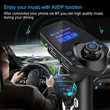 Автомобильный Mp3 плеер Беспроводной Bluetooth гарнитуры автомобильный FM трансмиттер A2DP 5 V 2.1A USB Зарядное устройство ЖК-дисплей Дисплей для iPhone samsung T11