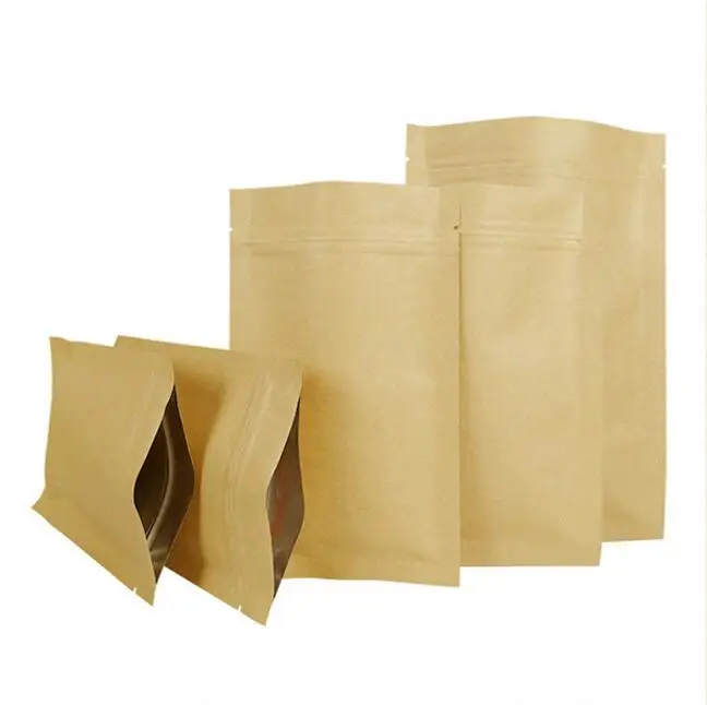 11*18,5 см/10*15 см/13*18,5 см маленькие пакеты для упаковки пищевых продуктов, ziplock кофейная посылка для образцов коричневого крафт-пакетика для чая 100 шт