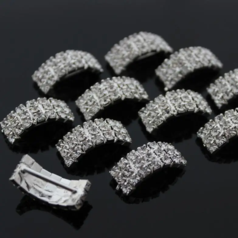 5 Pieces 20*9mm Cute Mini Rhinestone Buckle Slider Wedding Embellishment DIY accessory for