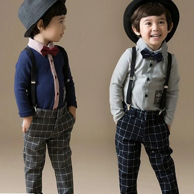 Комплект одежды для мальчиков из двух предметов, рубашка и штаны Одежда для маленьких мальчиков Vetement garcon, детская одежда, 6BSET013