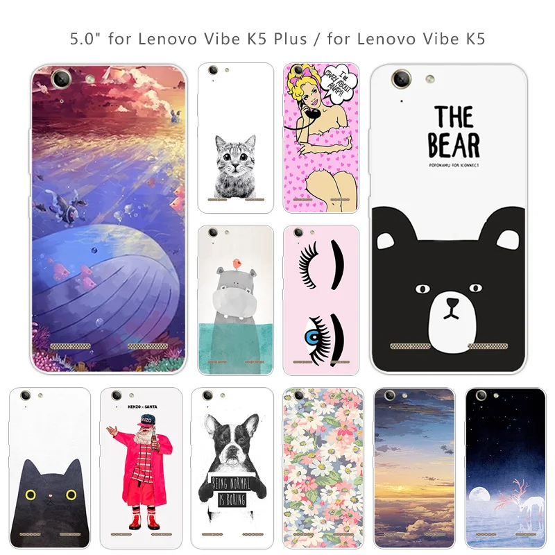 5.0&quot for Lenovo A6020 Phone Cases For Vibe K5 Silicone Cartoon Back Cover A6020a40 Plus |
