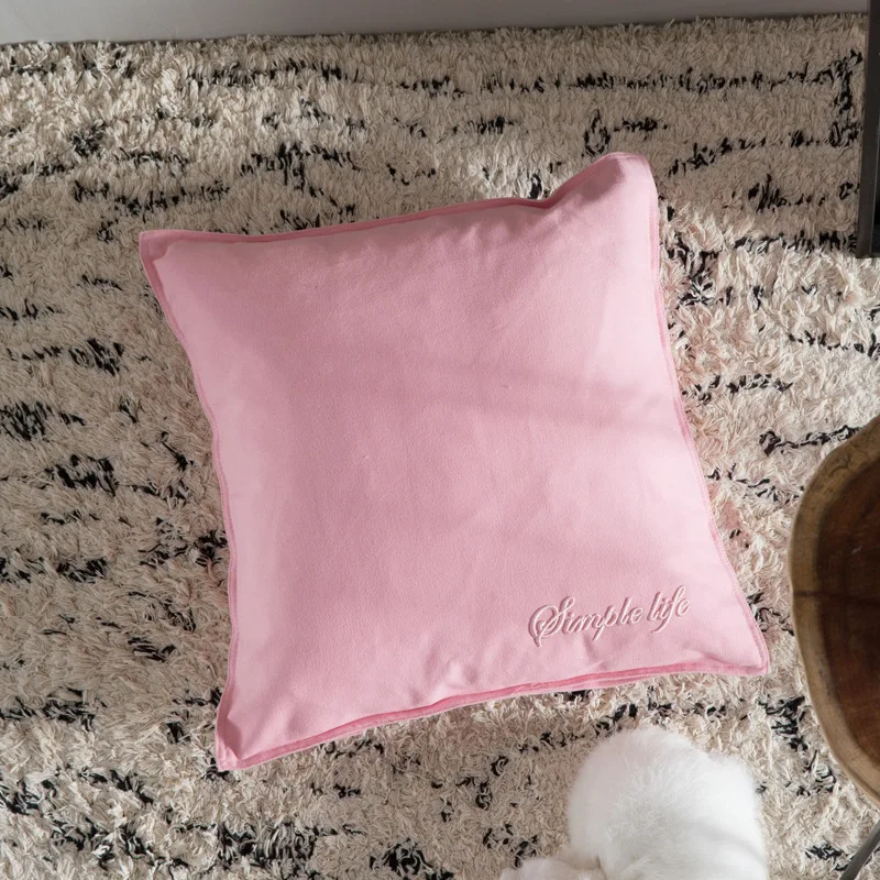 Дома DecorativeThrow подушки хлопок холст сплошной цветная наволочка японские цветной с буквами вышитая подушка крышка - Цвет: B