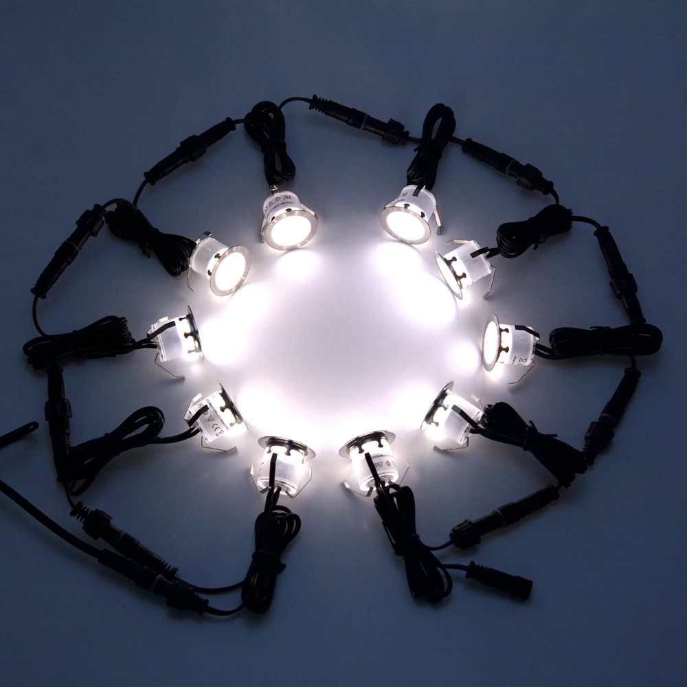 Largura de Iluminação do Jardim ao ar Conduziu a Luz do Baralho Kit com 8 Lote Livre Ip67 0.6 w Led Subterrânea Lâmpadas Levou Motorista 10 Pçs - 30mm 14 Cheap Lâmpadas subterrâneas