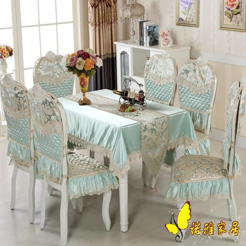 

High Quality Table Cloth Cushion High Towel Lace embroiderd Tablecloth Decorative Elegant Table Cloth blue Table Cover