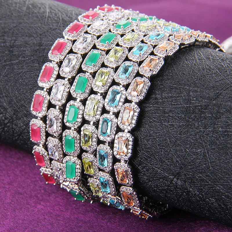 

2017 Fashion Five Color AAA Zirconia Choker Necklace Women Green Square CZ Adjustable Chocker Jewellery Collier Colar WN062