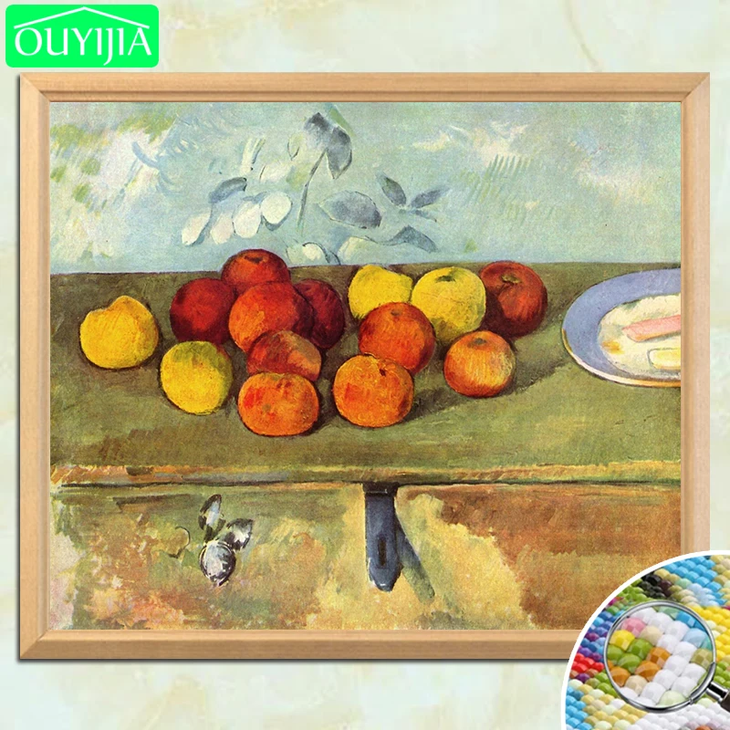 

Paul Cezanne Famous Painting "Apple and biscuits" 5D DIY Diamond Painting Full Square Diamond Embroidery Rhinestones Mosaic Pic