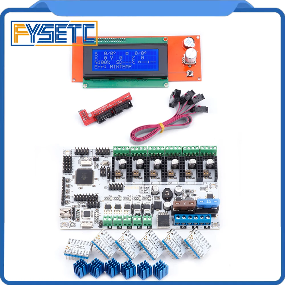 

Rumba+ Board Rumba Plus Motherboard Support 3pcs Extruder + 2004 LCD Control Display + 6pcs TMC2100 V1.3 Stepper Motor Driver