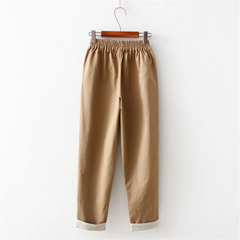 Merry Pretty Women Floral Embroidery Calf Length Pants 2019 Summer Dot Patchwork Elastic Waist Khaki Pant Casual Straight Pants Merry Pretty Women Floral Embroidery Calf Length Pants 2019 Summer Dot Patchwork Elastic Waist Khaki Pant Casual Straight Pants