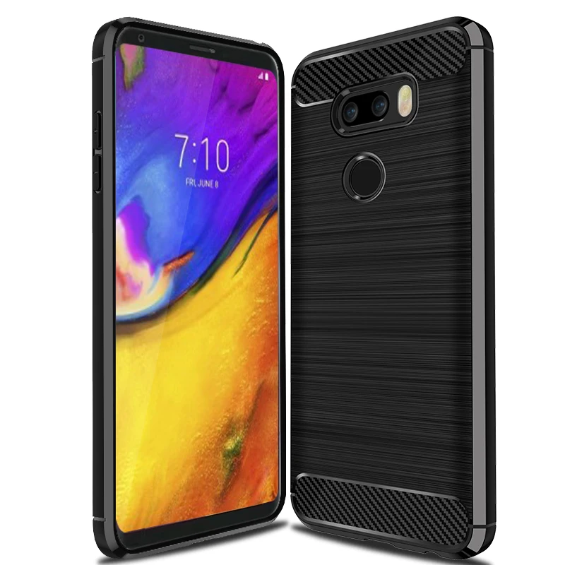 

For LG V35 ThinQ Case Carbon Fiber Texture Brushed Soft Silicone Phone Cover For LG V30S Plus ThinQ Signature Edition 2018 (L92)