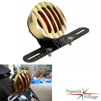 

Brass Motorcycle LED Vintage Rear Brake License Plate Light Taillights Universal for Harley Bobber Choppers Custom Bobber