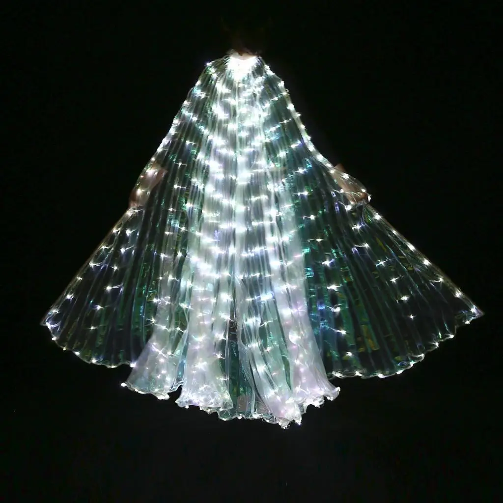 Novelty Women Ladies Egyptian LED Isis Wing Belly Dancing Glow Wing with 2 Sticks Stage Performance Accessories