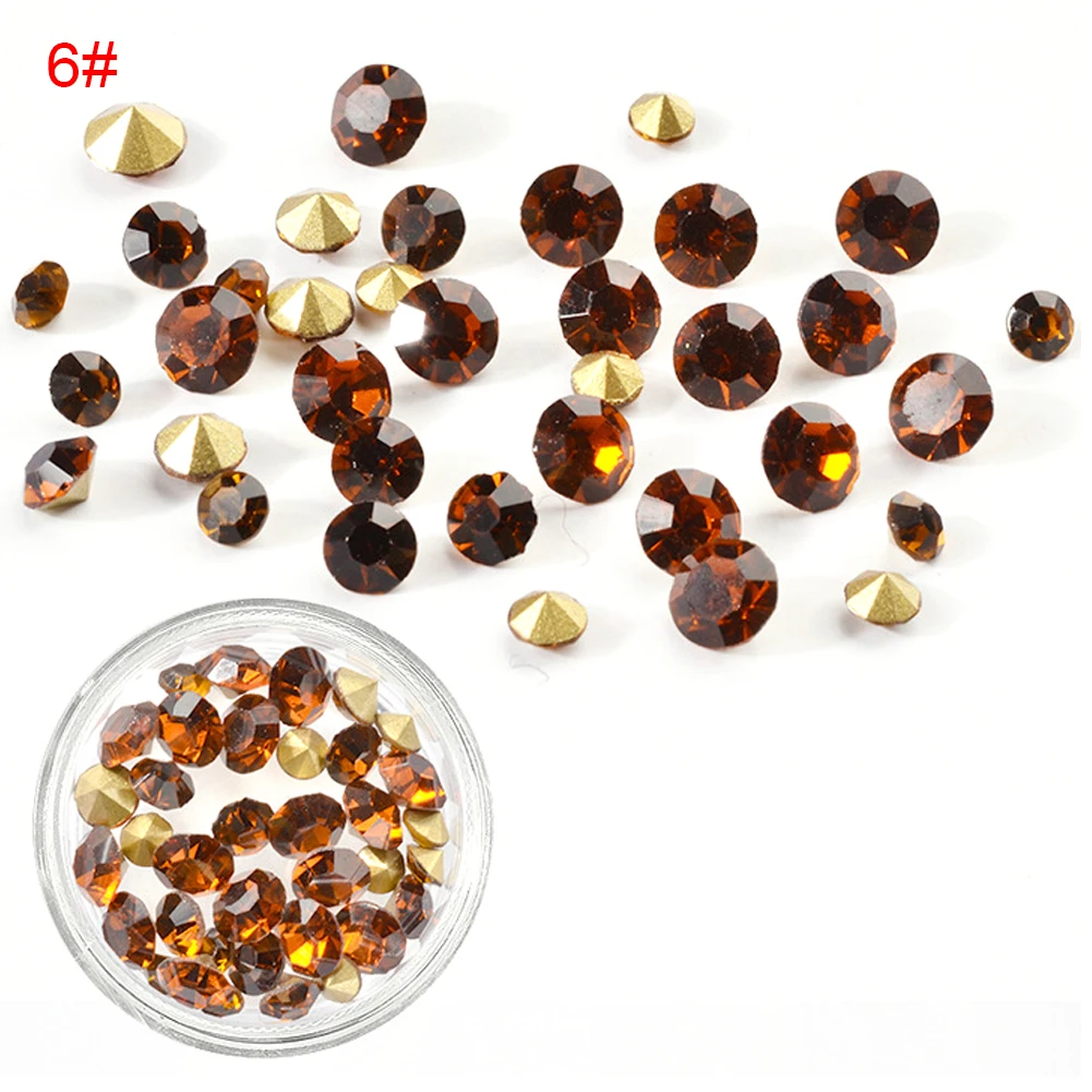 

1 Box Mixed Size Nail Art Rhinestone Nails Rounded Tip AB Diamond Decorations