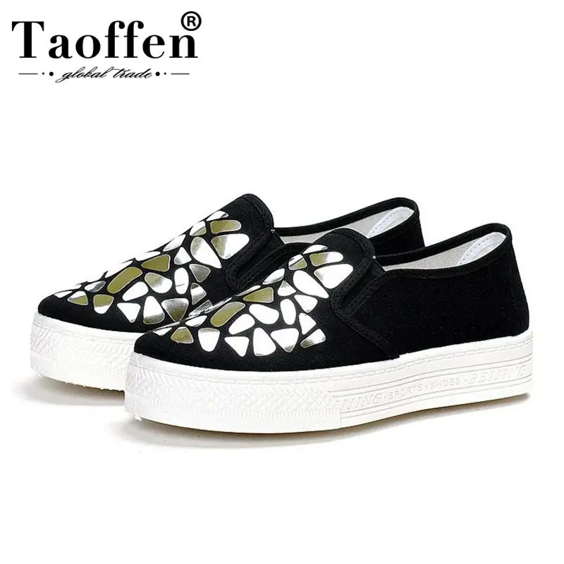 

Taoffen Teens Fashion Daily Vulcanized Shoes Women Party Vacation Flats Shoes Women Spring New Brand Bling Sneakers Size 35-40