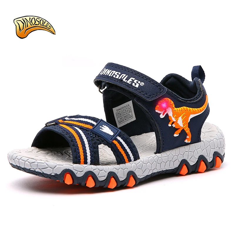 

DINOSOLES Toddler Boys Sandals Fashion Light Up Led Glowing Kids Shoes Casual Children Beach Shoes 2019 Summer Sandals for Boys