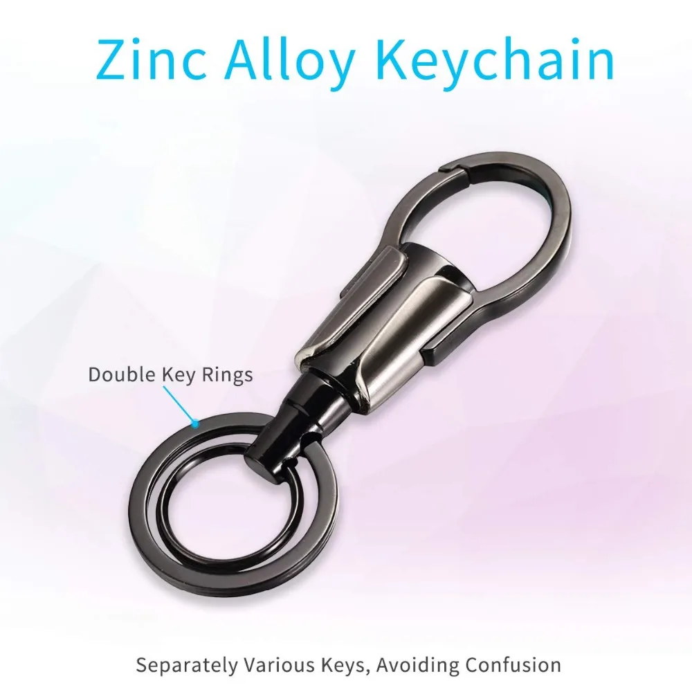 

keychain with double key rings 360 rotation Zinc Alloy pressing keychain creative Business keychain for car office home keys